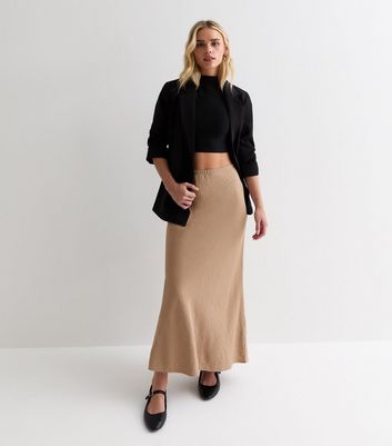 Petite Stone Textured Midi Skirt New Look