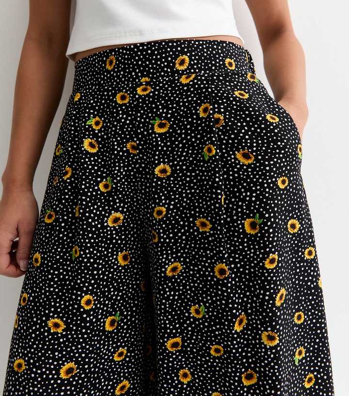 Summer Trousers for Women UK Sunflower Print Loose Fit Straight