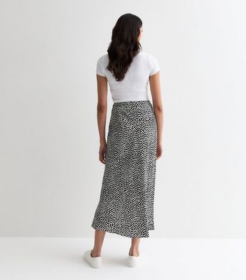 Tall Black Square Print High Waist Midi Skirt New Look