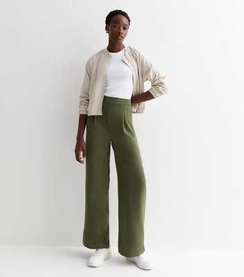  Wide Leg Pants for Women Casual Tie Straight Leg Pants with  Pockets Ruched Waist Solid Leisure Palazzo Lounge Trousers Army Green :  Clothing, Shoes & Jewelry