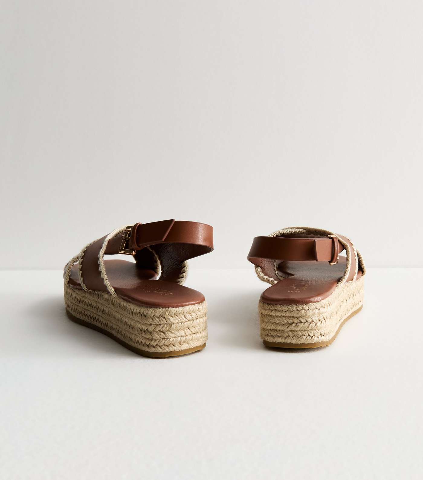 Tan Whipstitch Espadrille Flatform Sandals Image 4