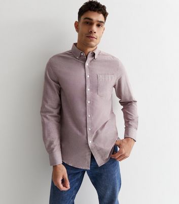 Men's Farah Burgundy Collared Button Up Pocket Front Shirt New Look