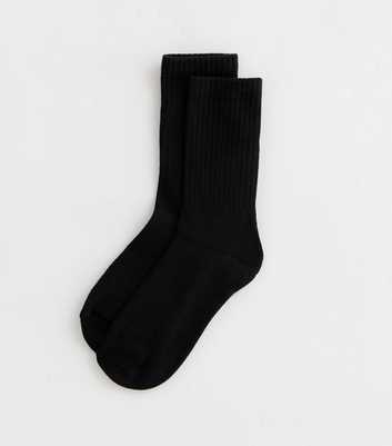 Black Ribbed Tube Socks