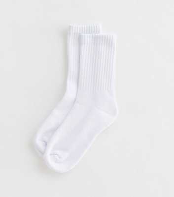 White Ribbed Tube Socks