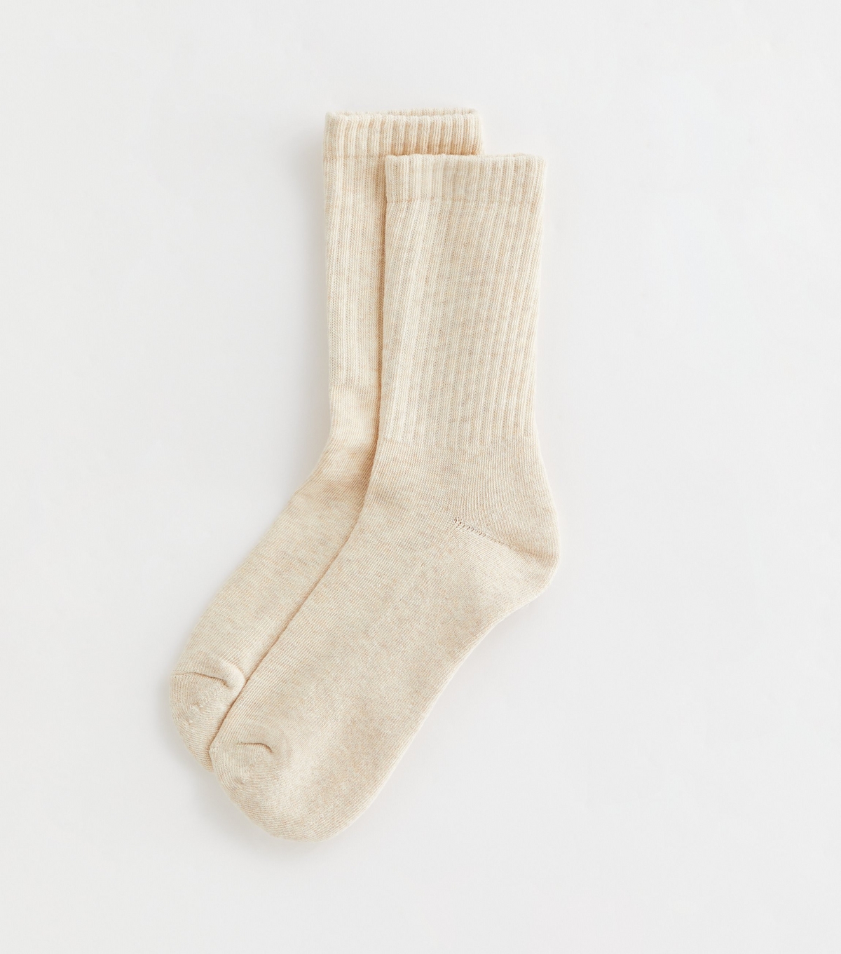 Cream Ribbed Tube Socks New Look