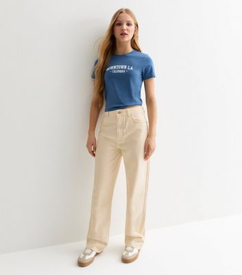 Girls Off White Wide Leg Jeans New Look