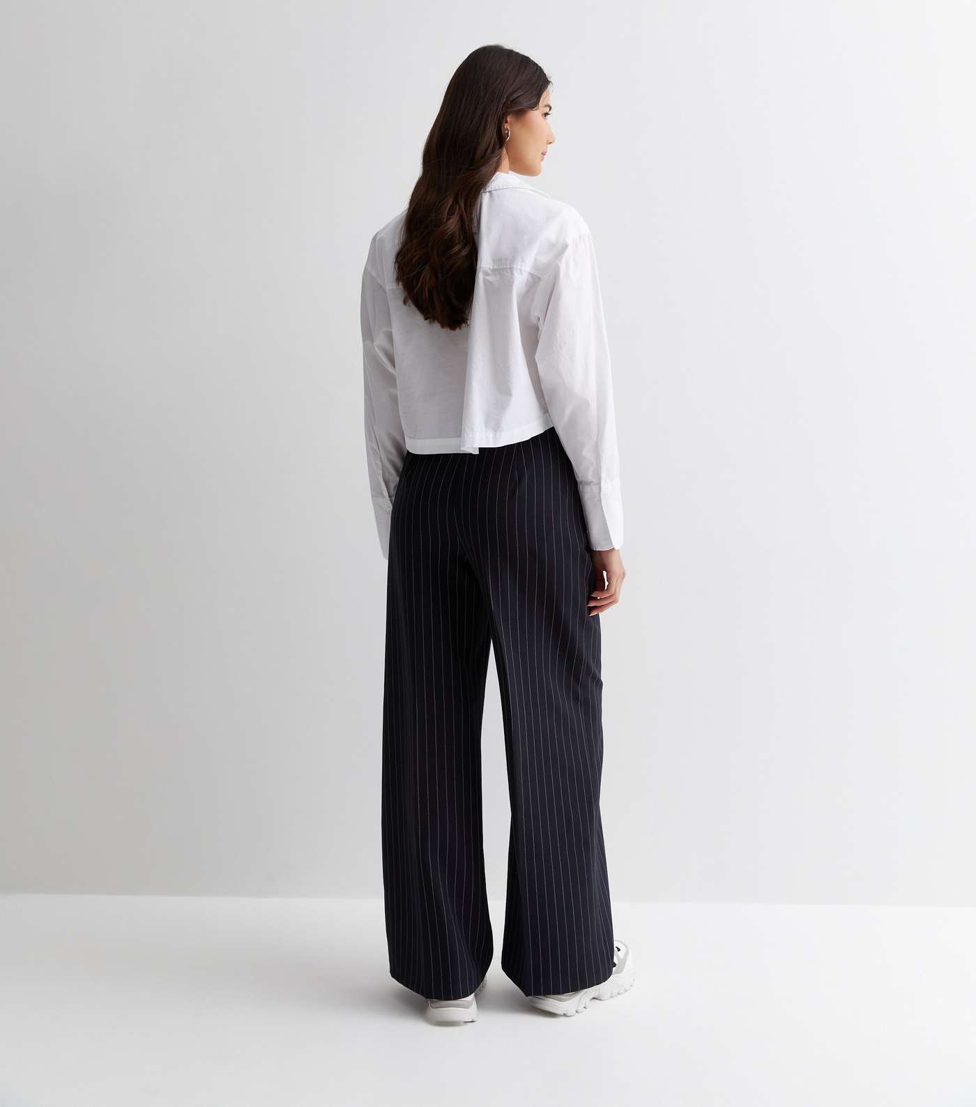 Black Pinstripe Wide Leg Trousers | New Look