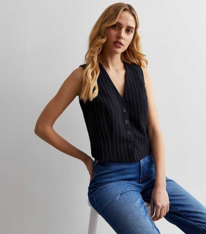 Black Pinstripe Waistcoat