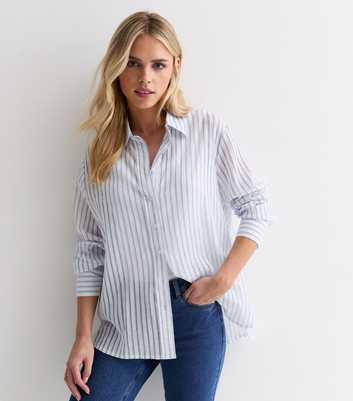 Petite Blue Stripe Cotton Long Sleeve Shirt