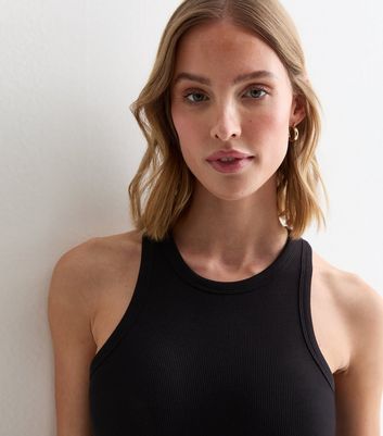 Maternity Black Rib Racer Vest Top New Look