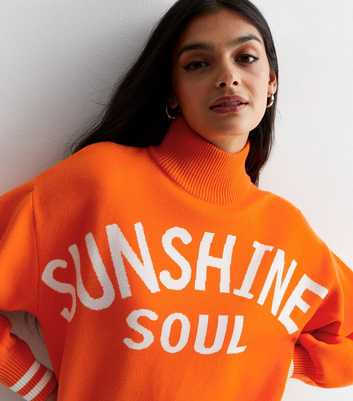 Sunshine Soul Bright Orange Knit Sunshine Soul Logo Jumper