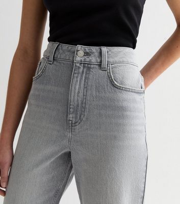 Pale Grey High Waist Mom Jeans New Look