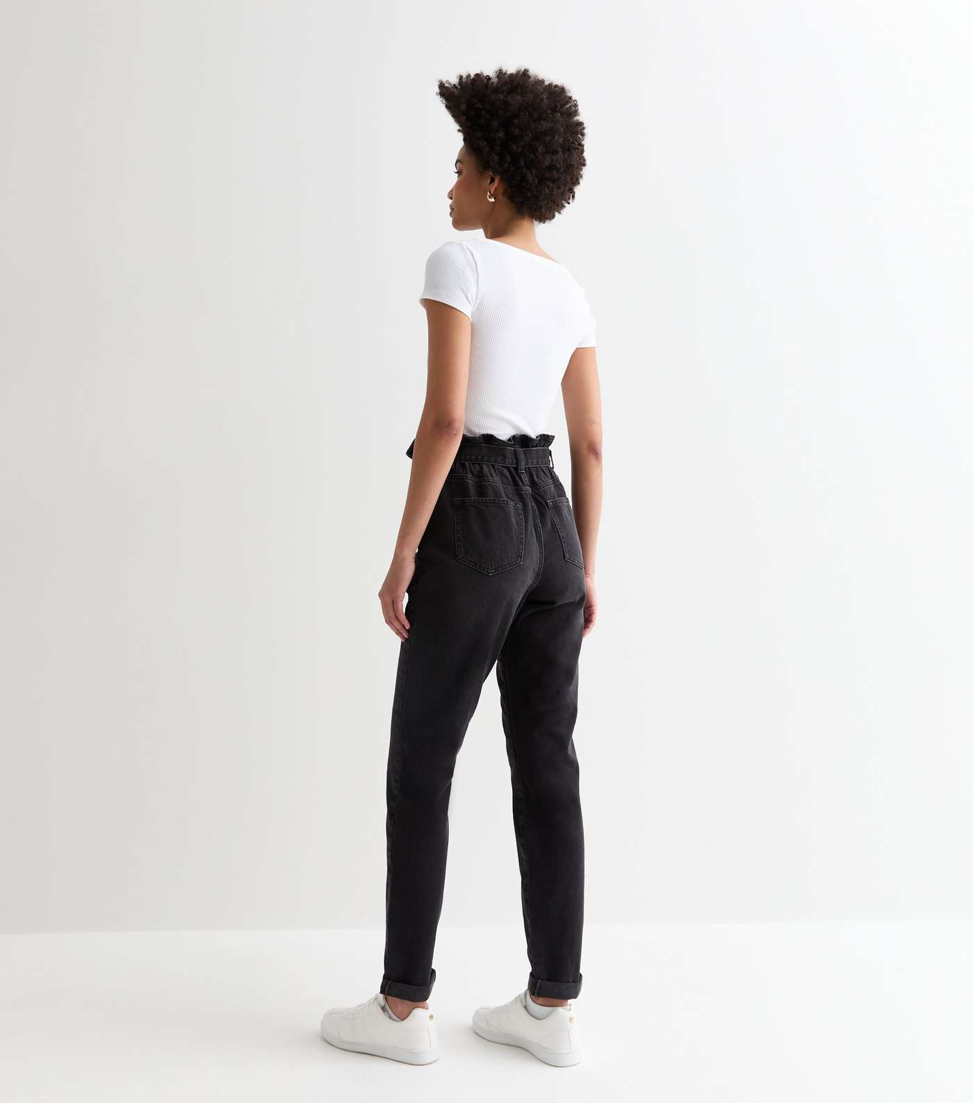 Tall Black Paperbag High Waist Dayna Tapered Jeans Image 6