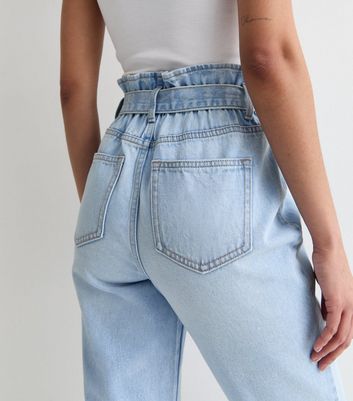 Tall Bright Blue Paperbag High Waist Dayna Tapered Jeans New Look