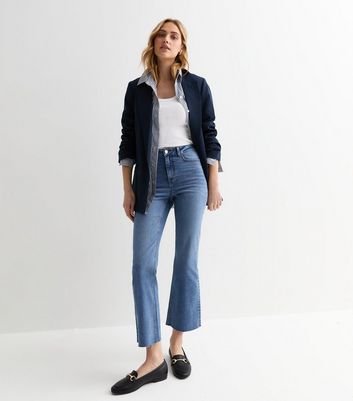 Blue Melody Flared Crop Jeans New Look