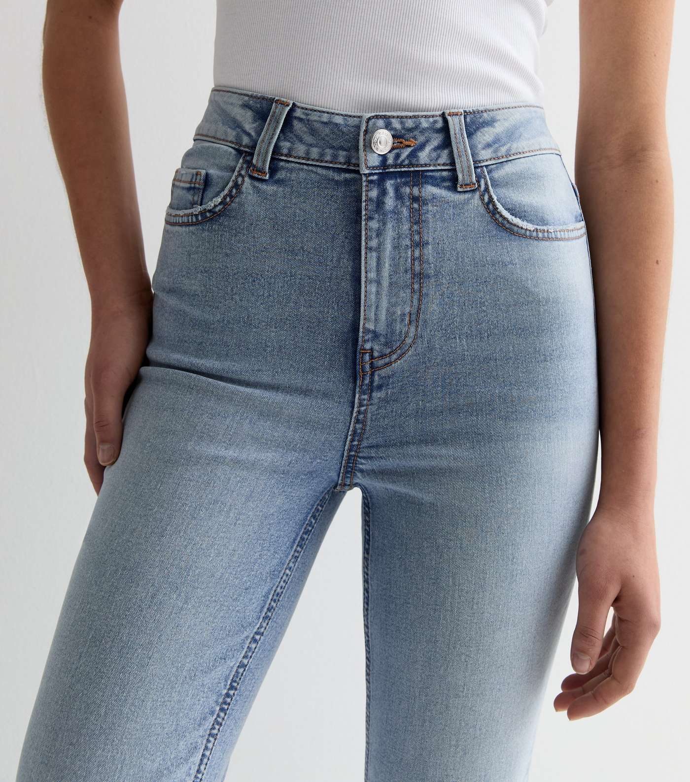 Pale Blue Melody Flared Crop Jeans Image 3