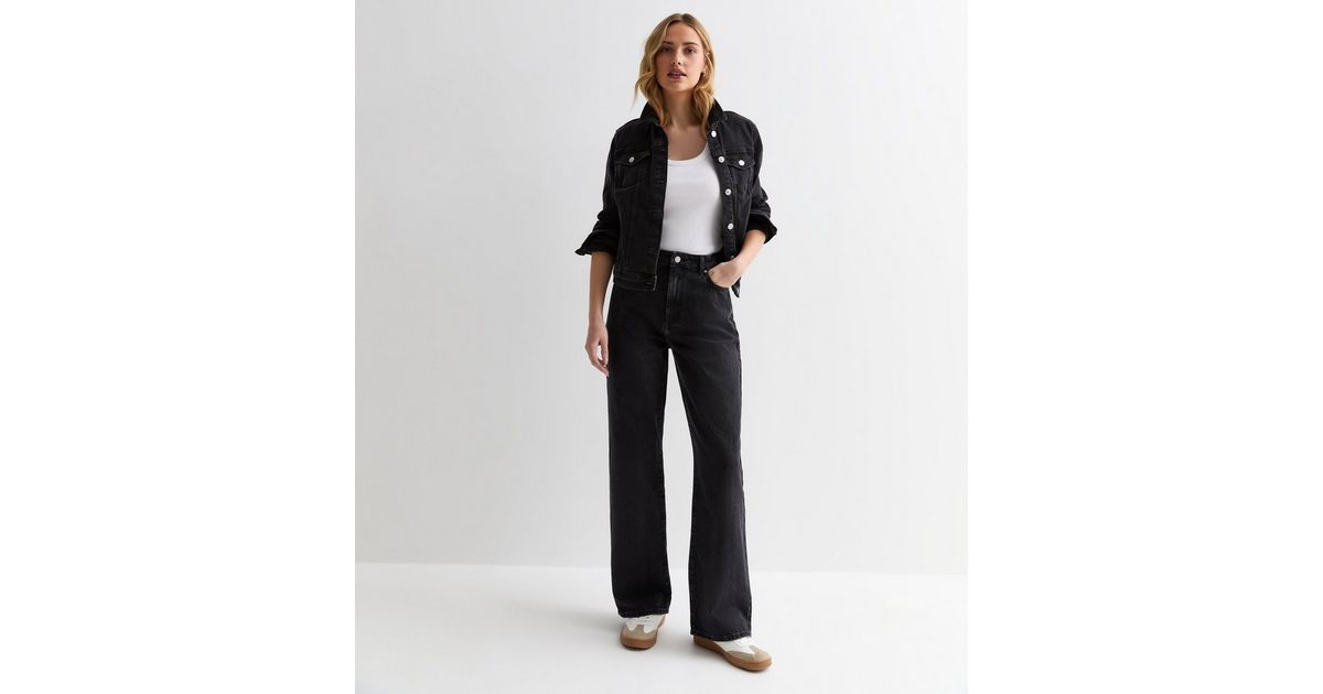 Black Adalae High-Waist Wide Leg Jeans | New Look