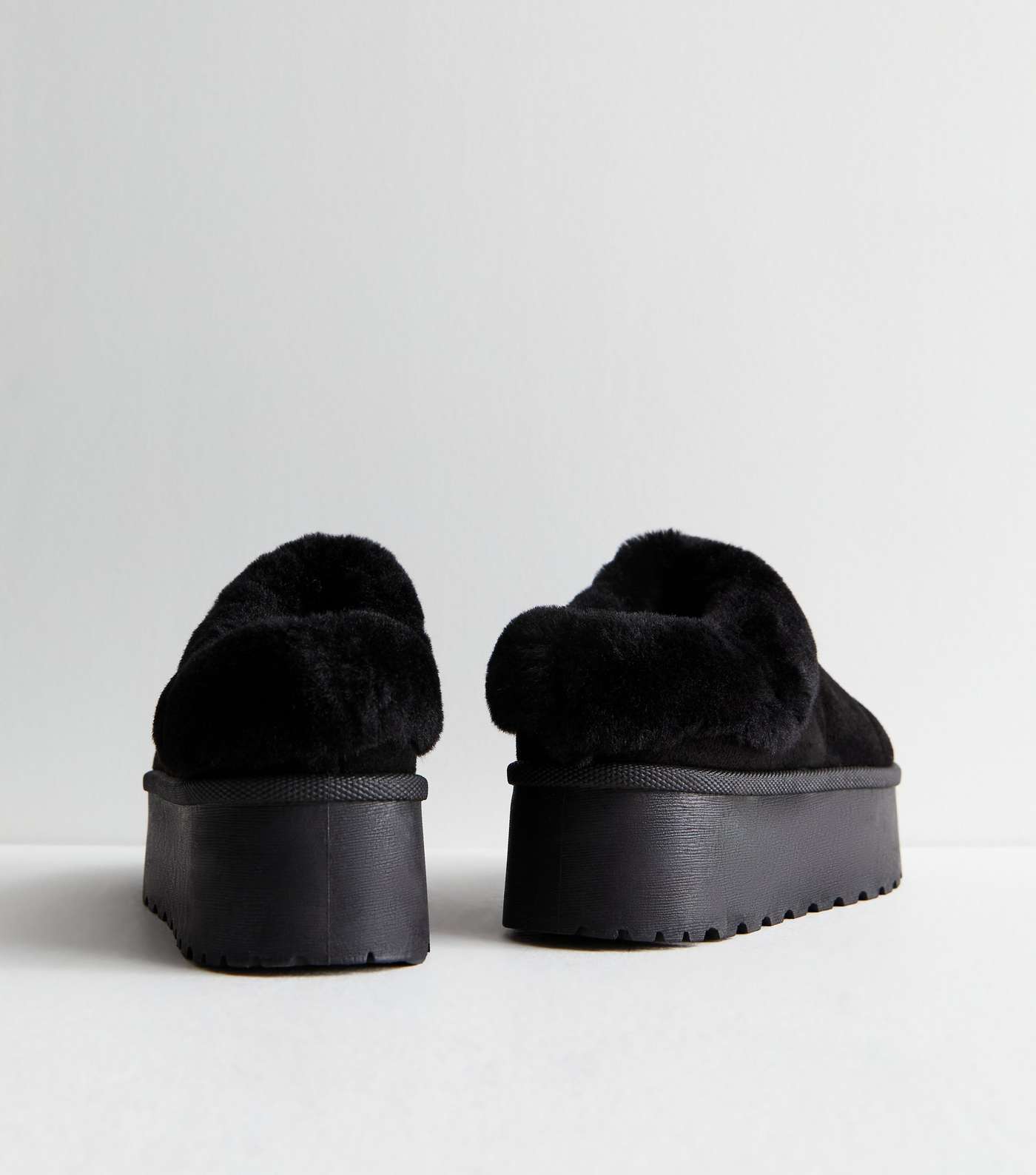 Truffle Black Faux Fur Trim Slipper Boots Image 4