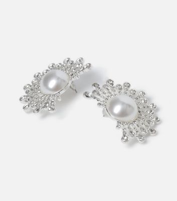 Faux pearl and 2024 diamond earrings