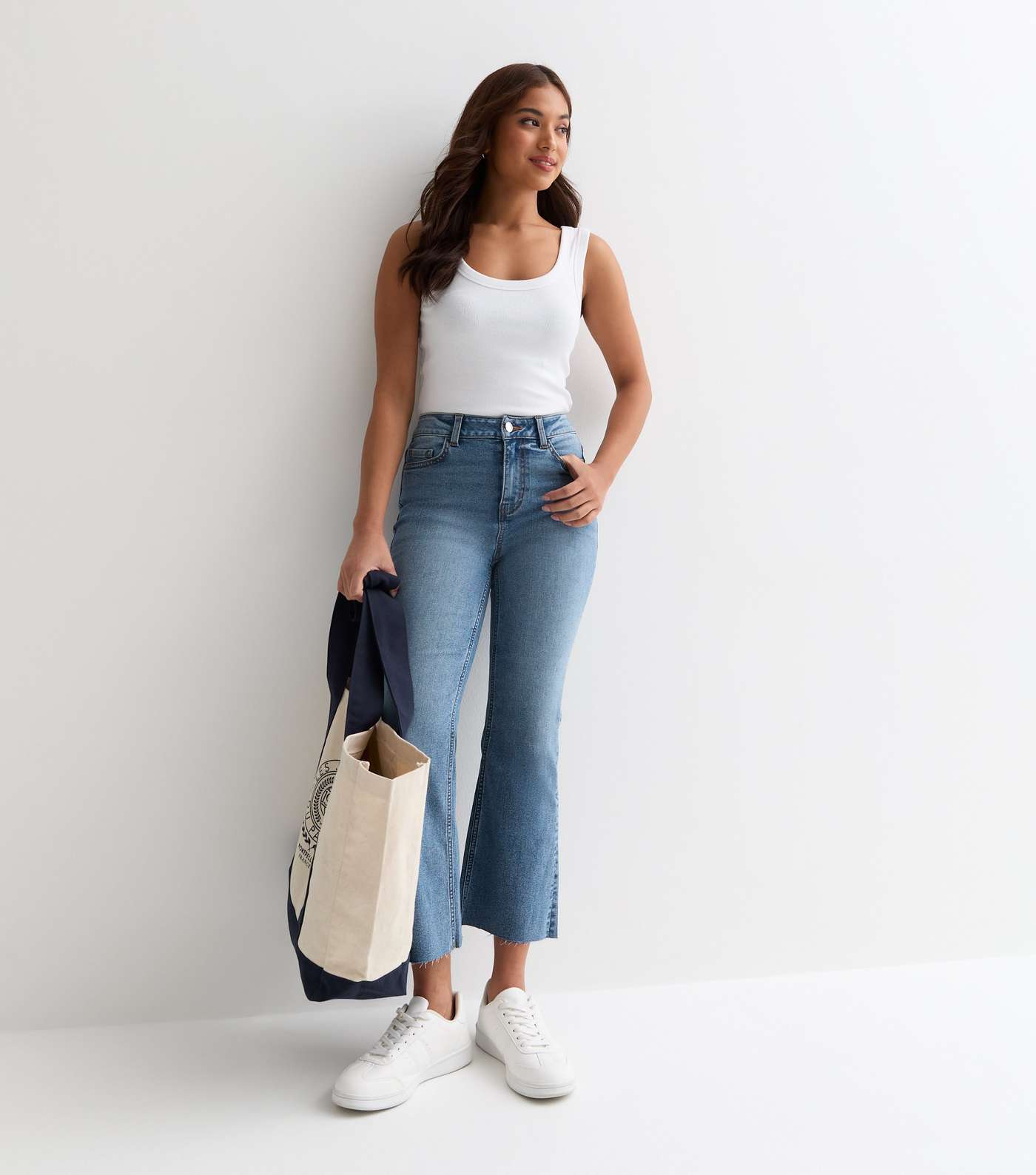 Petite Blue Melody Flared Crop Jeans Image 6