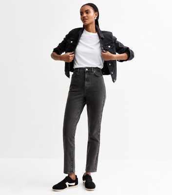 Tall Washed Black Hannah Straight Leg Jeans