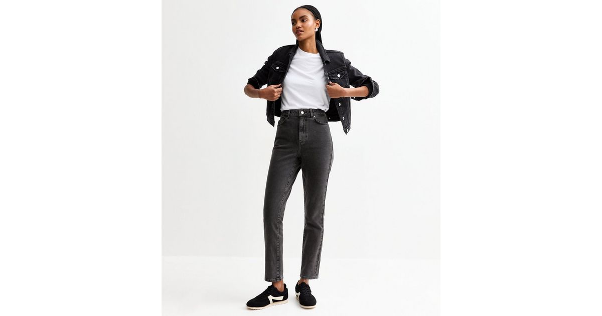 Tall Washed Black Hannah Straight Leg Jeans New Look