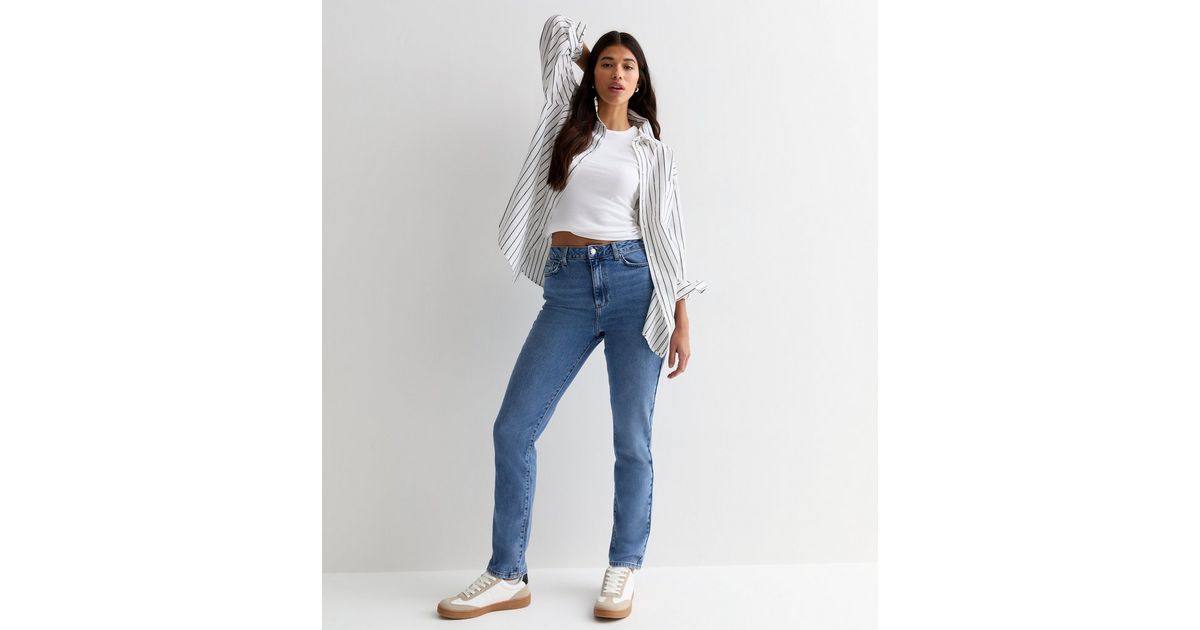 Tall Blue Ankle Grazing Hannah Straight Leg Jeans | New Look
