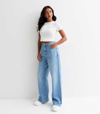 Petite Blue High Waist Adalae Wide Leg Jeans 