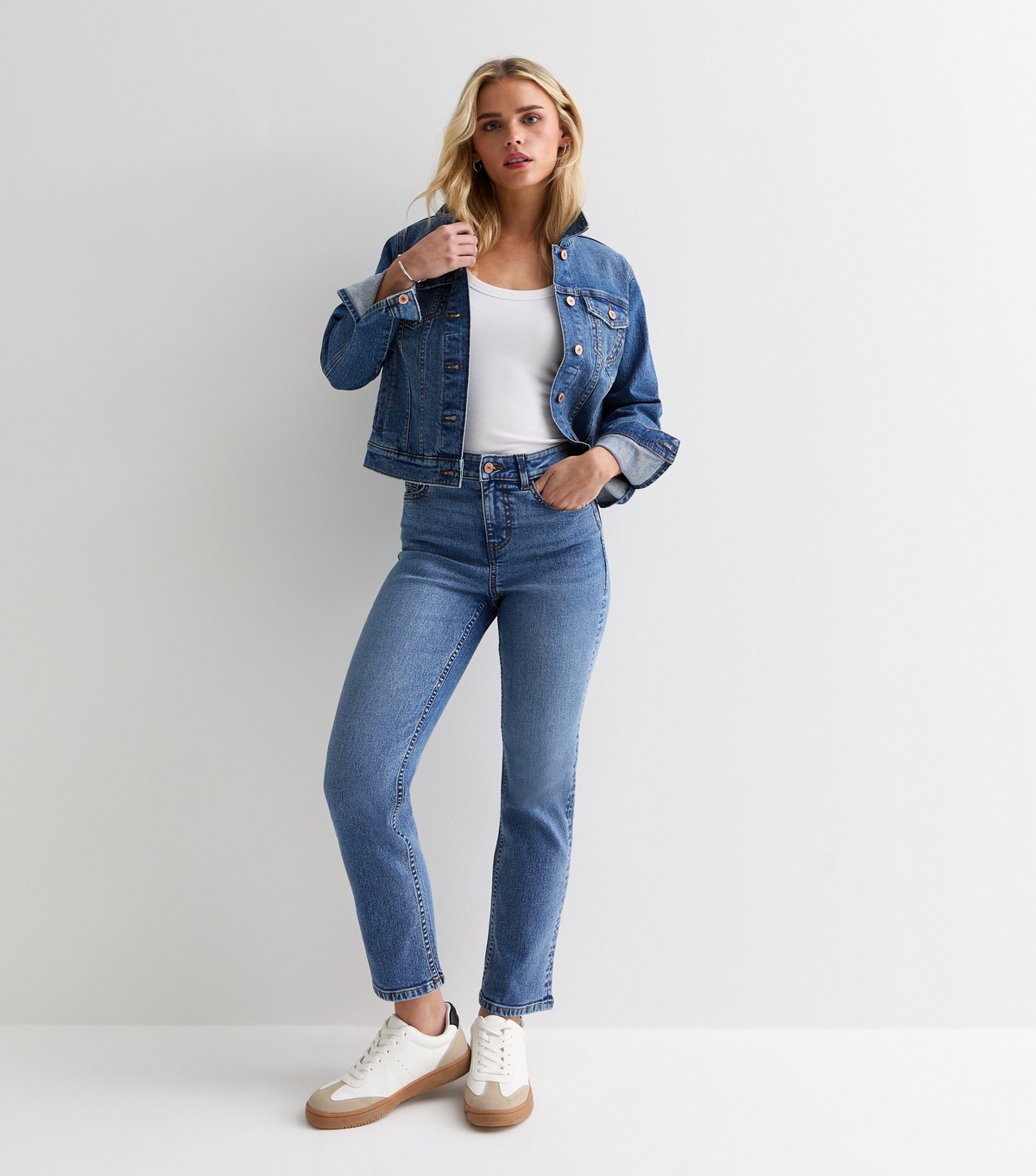 Women's Petite Blue Full Length Slim Leg Taylor Jeans New Look