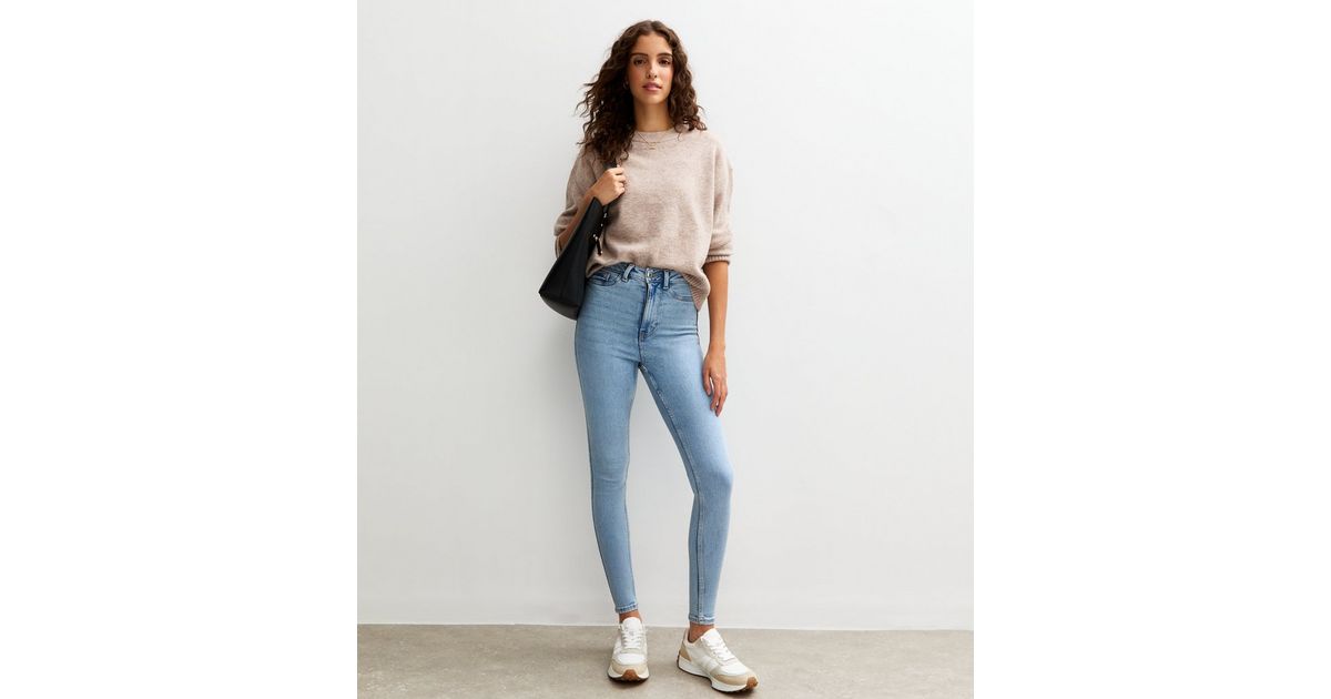 Tall Pale Blue Hallie Disco Super Skinny Jeans New Look