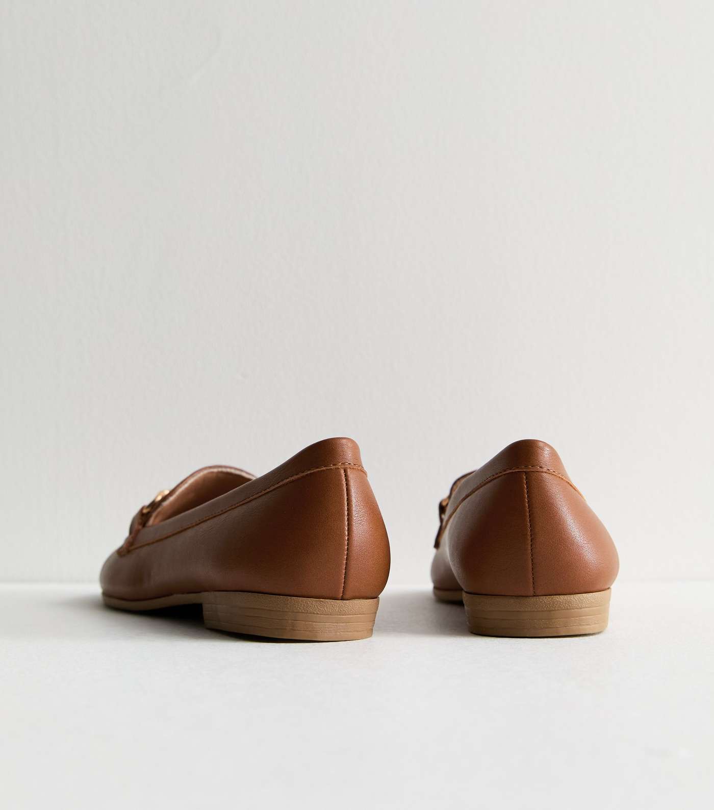 Tan Leather-Look Snaffle Trim Loafers Image 4