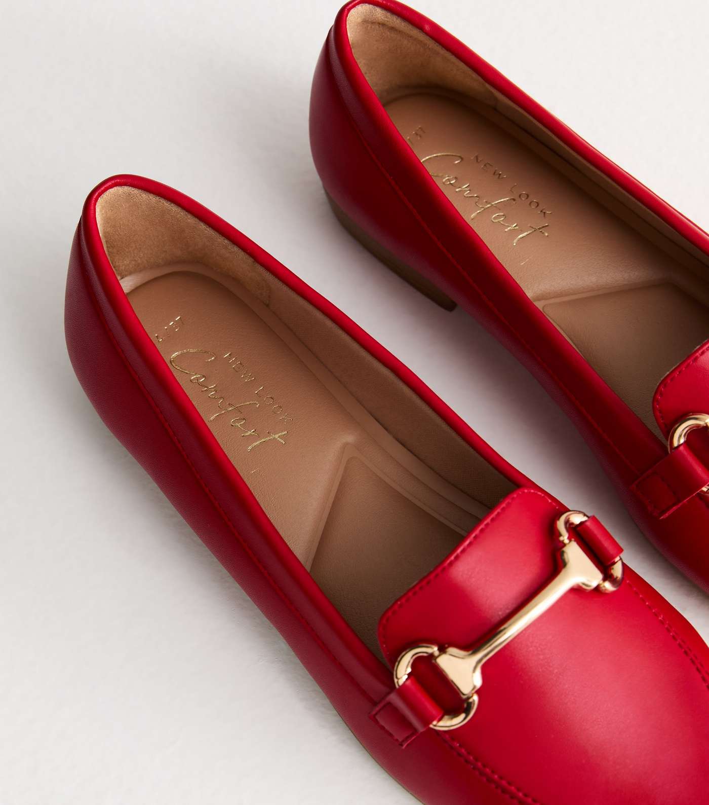 Red Leather-Look Snaffle Trim Loafers Image 3