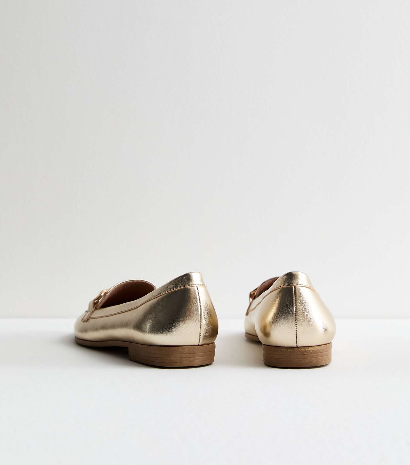 Gold Leather-Look Snaffle Trim Loafers Image 4