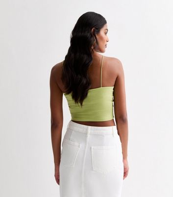 Green Strappy Crop Top New Look