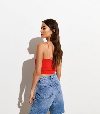 Red Strappy Crop Top New Look