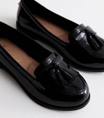 Extra Wide Fit Black Patent Loafers New Look