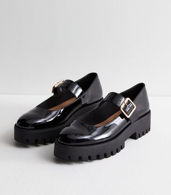 Black Patent Chunky Mary Jane Shoes New Look