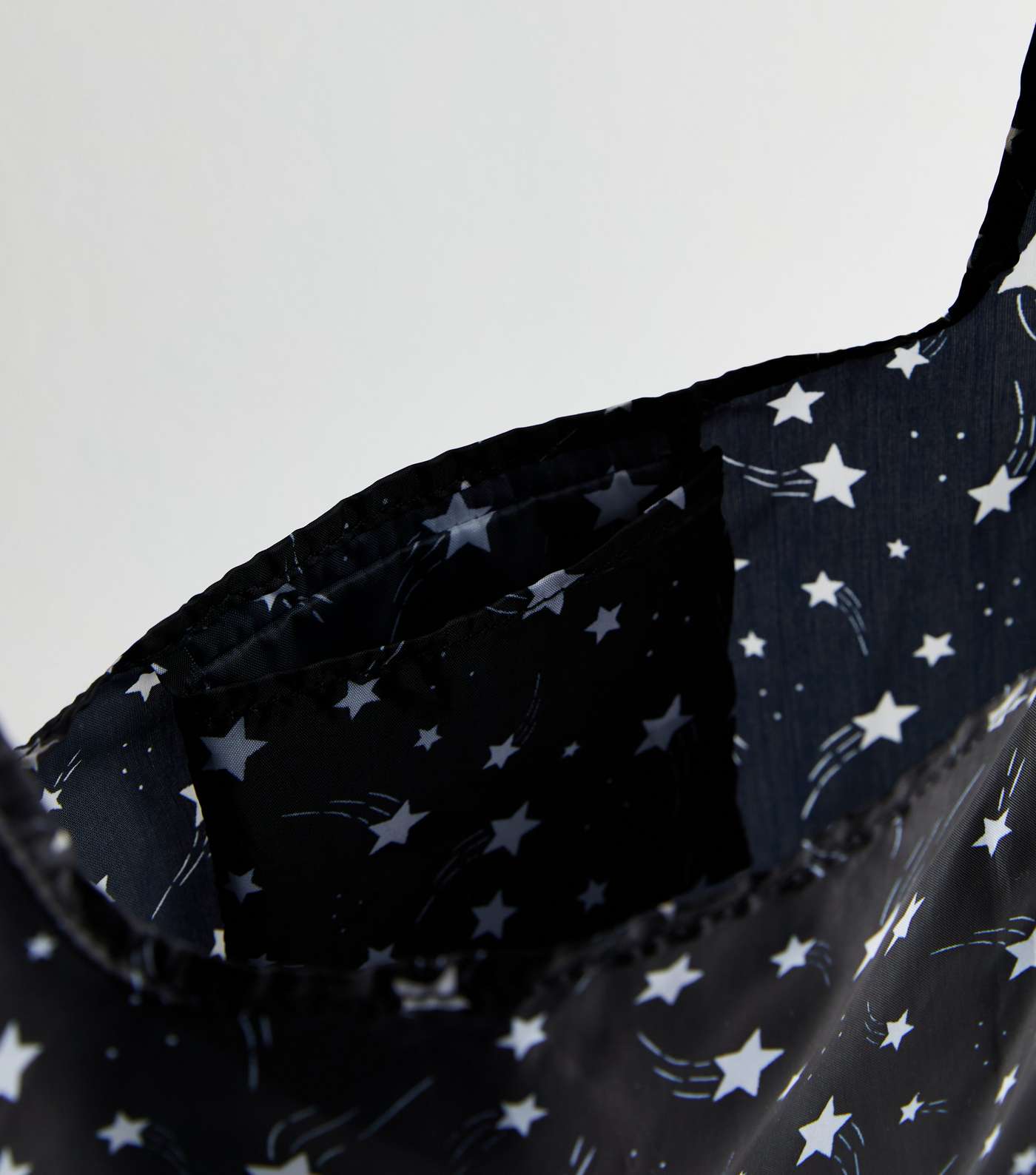 Black Star Print Packable Shopper Tote Bag Image 4