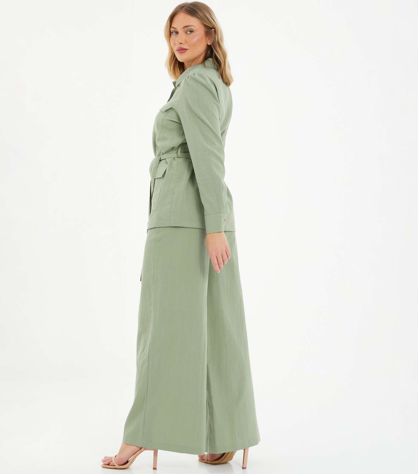 QUIZ Green Wide Leg Trousers Image 3