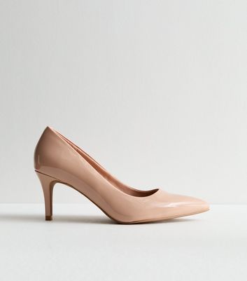 Wide Fit Pale Pink Patent Stiletto Heel Court Shoes New Look