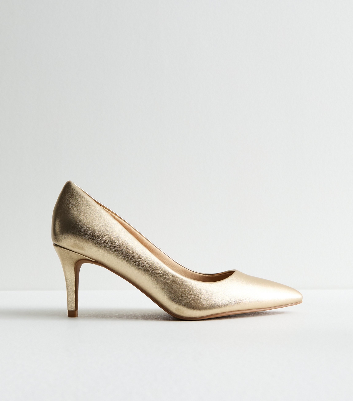 Women's Wide Fit Gold Metallic Stiletto Heel Court Shoes New Look