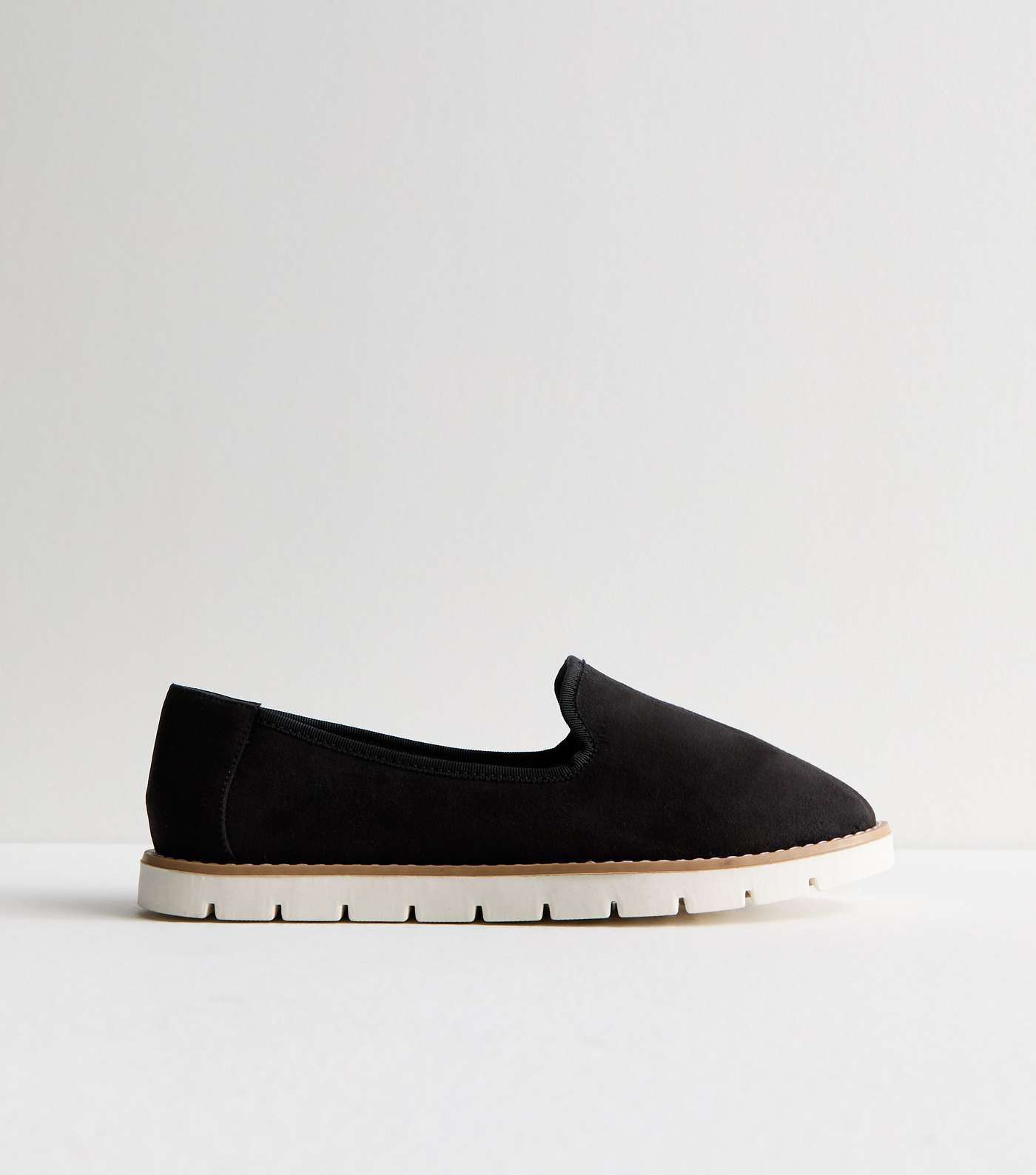 Black Suedette Contrast Sole Chunky Loafers Image 5