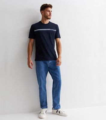 Men's Ben Sherman Navy Cotton Stripe T-Shirt New Look