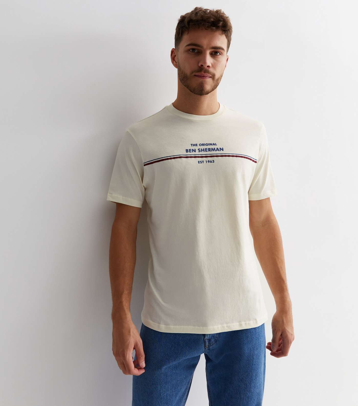 Ben Sherman Off White Cotton Logo T-Shirt Image 2