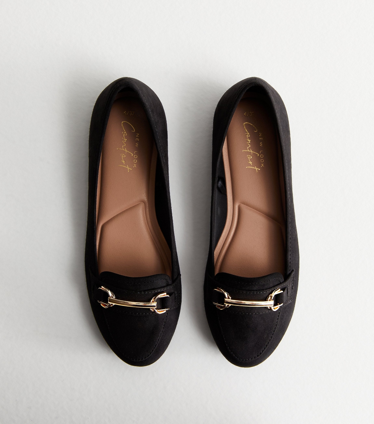 Women's Black Suedette Snaffle Trim Loafers New Look