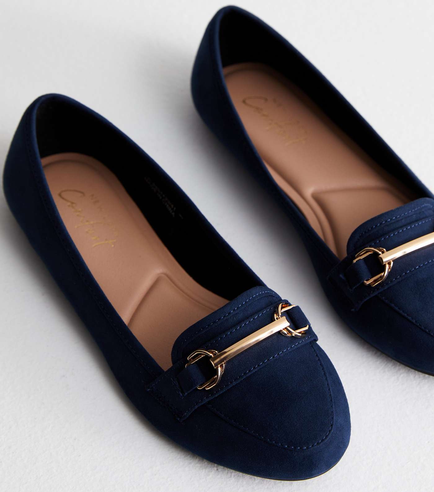 Navy Suedette Snaffle Trim Loafers Image 5