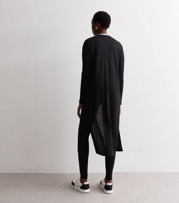 Long black fine knit cardigan hotsell