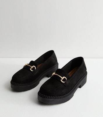 Black Suedette Snaffle Chunky Loafers New Look