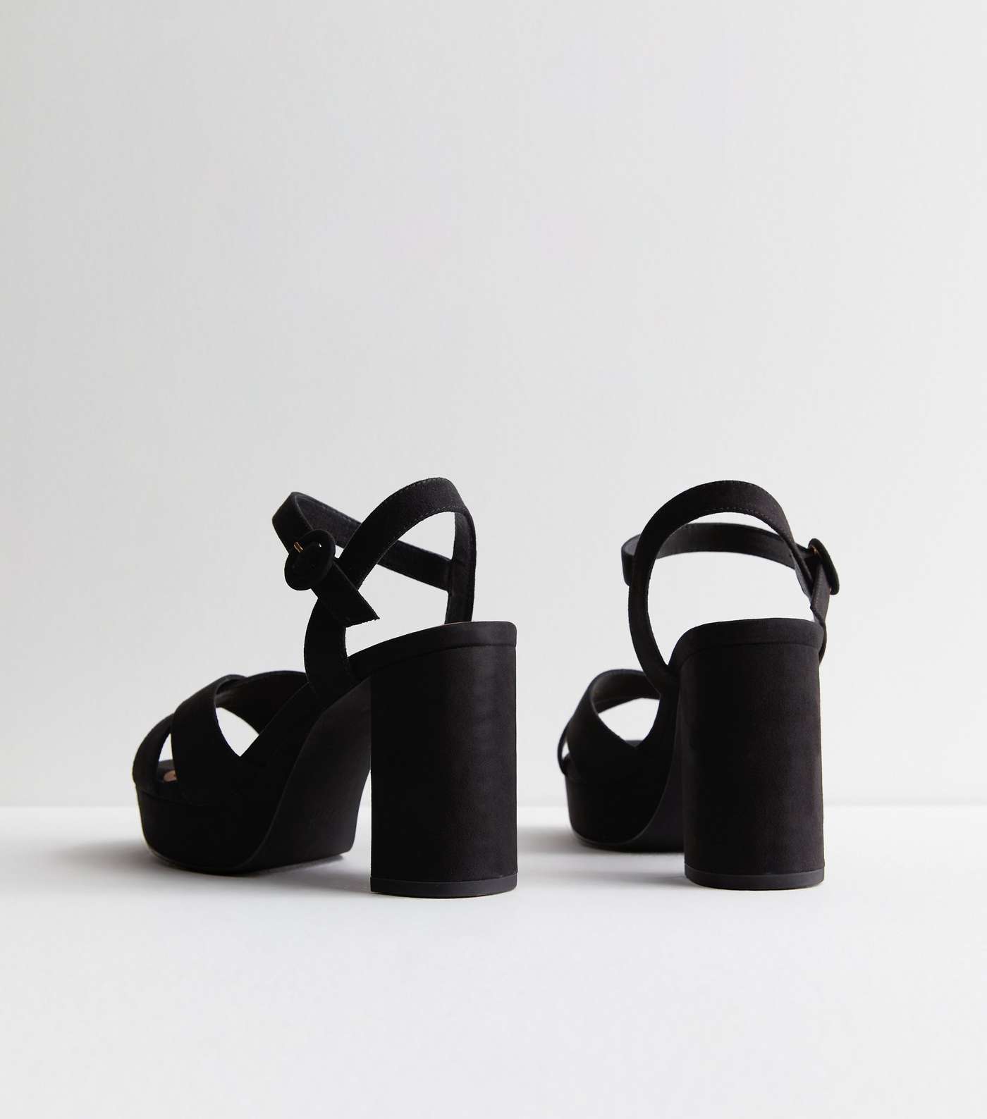 Extra Wide Fit Black Suedette Platform Block Heel Sandals Image 4
