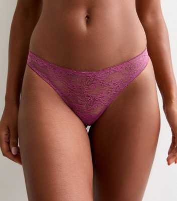 Pink Floral Lace Thong